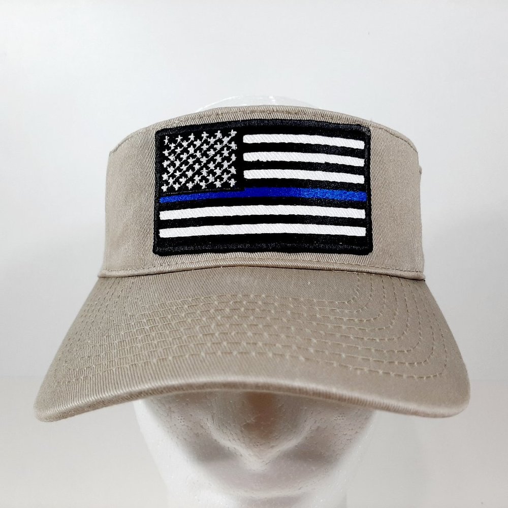 Thin Blue Line Flag Visor Hat Embroidered Patch Be